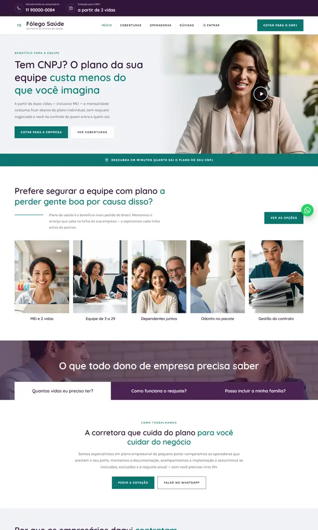 Prévia do modelo Fôlego V para Corretora Saúde