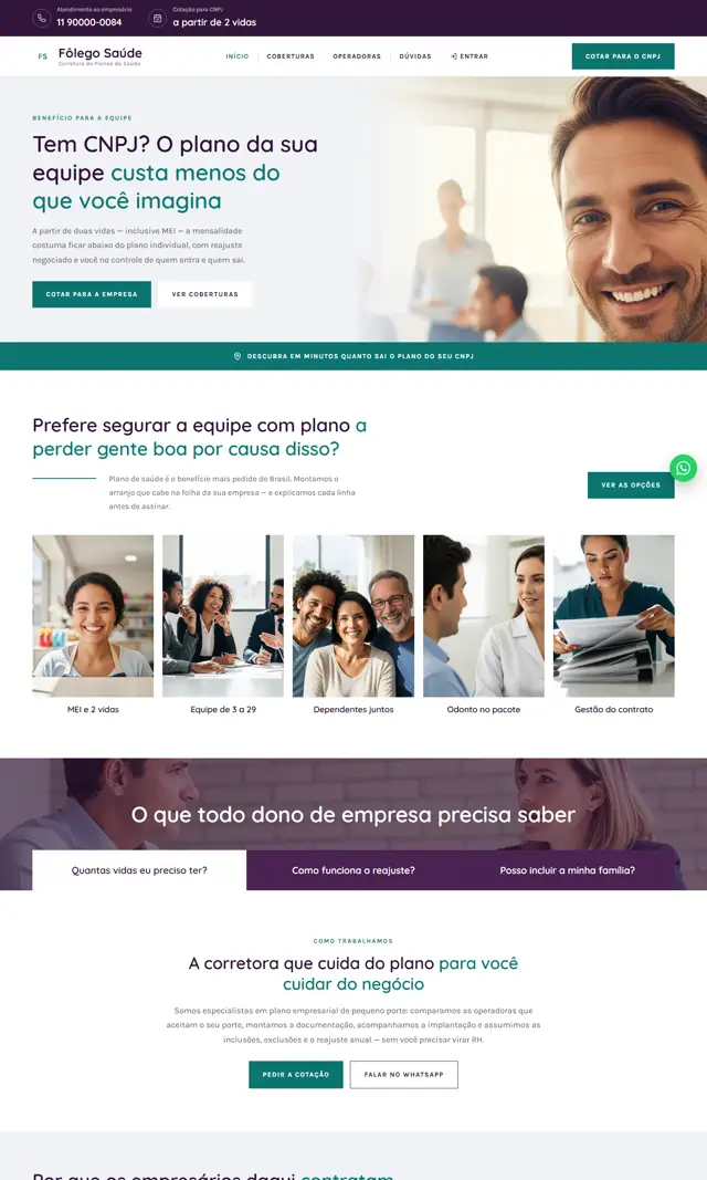 Prévia do modelo Fôlego para Corretora Saúde