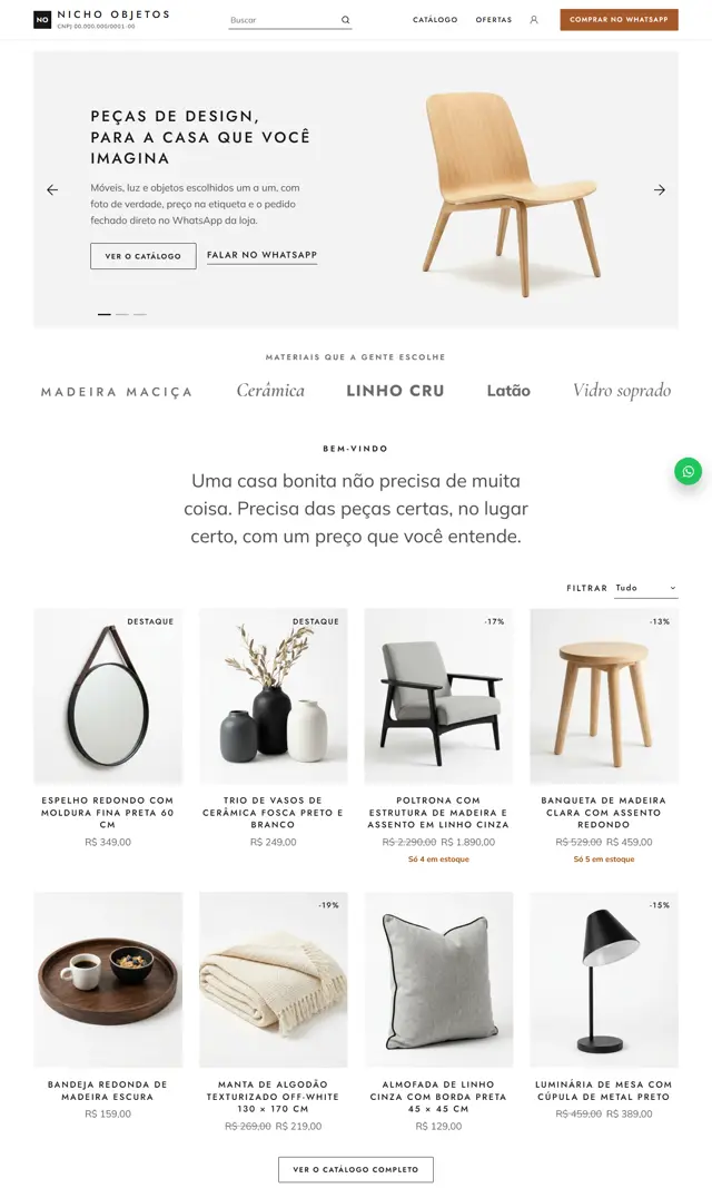 Prévia do modelo Nicho para Loja Virtual