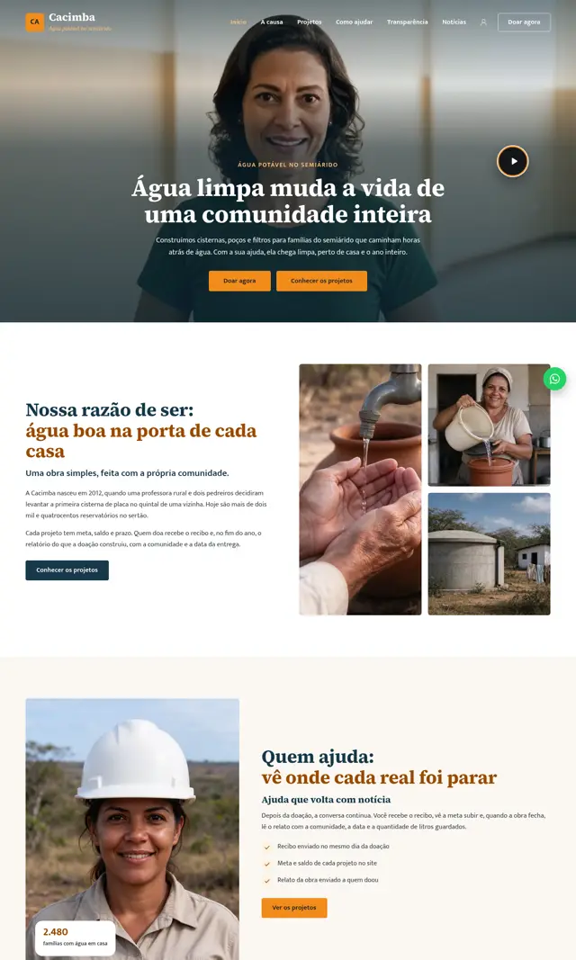 Prévia do modelo Cacimba V para ONGs e Instituições