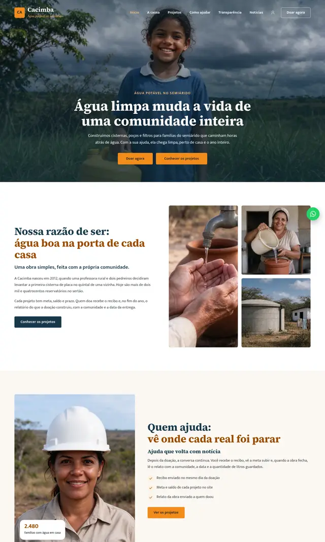 Prévia do modelo Cacimba para ONGs e Instituições