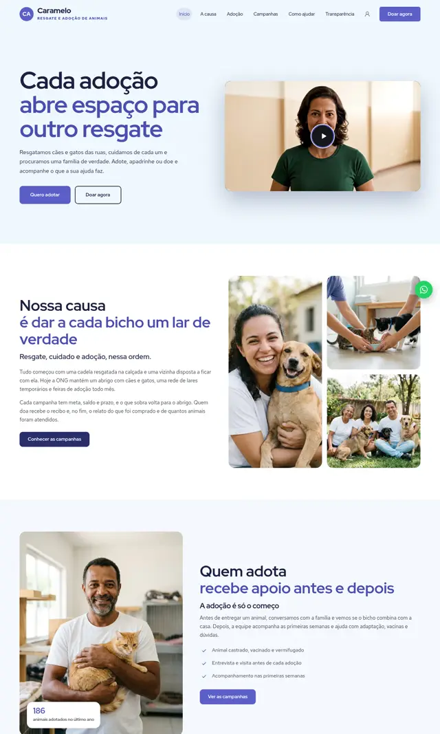 Prévia do modelo Caramelo V para ONGs e Instituições