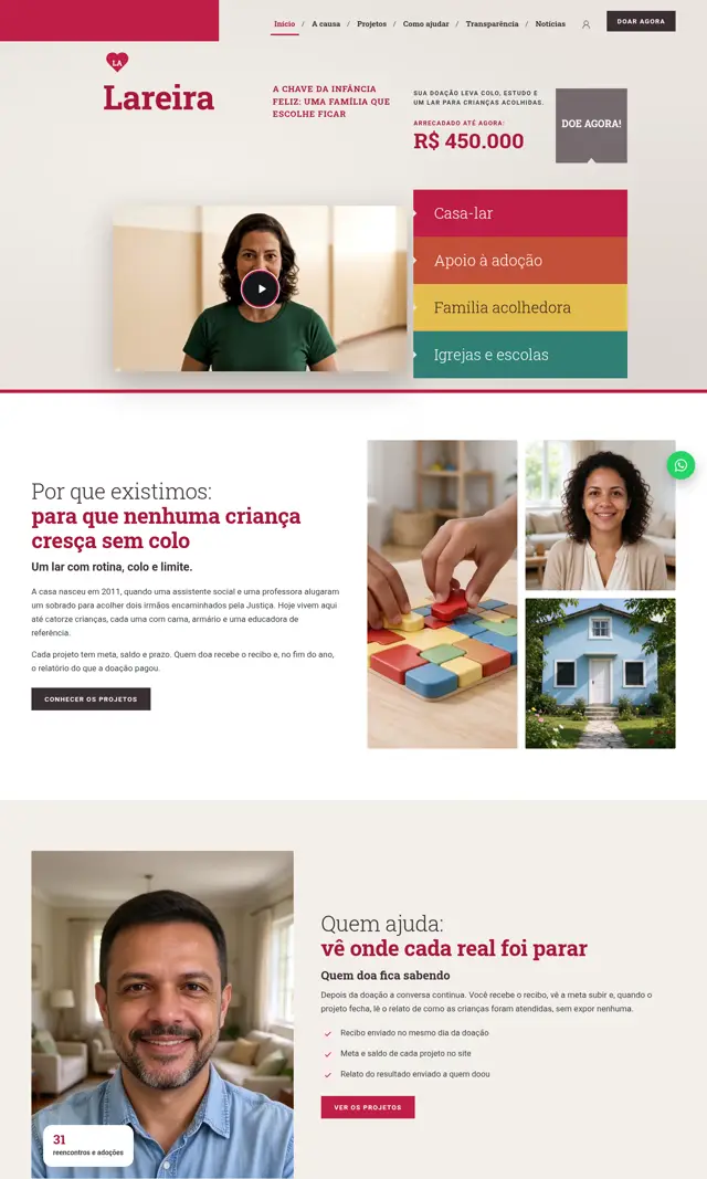 Prévia do modelo Lareira V para ONGs e Instituições