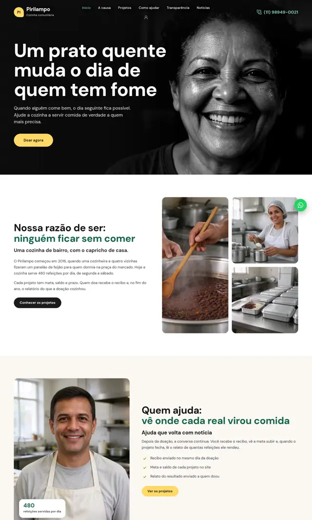 Prévia do modelo Pirilampo para ONGs e Instituições