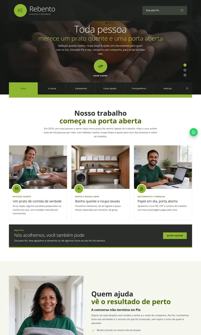 Prévia do modelo Rebento para ONGs e Instituições