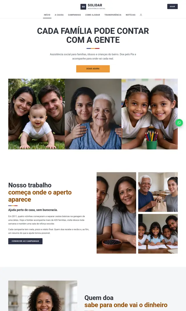 Prévia do modelo Solidar para ONGs e Instituições