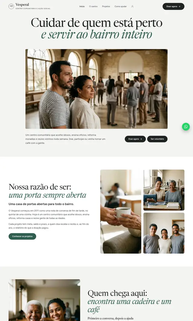 Prévia do modelo Vesperal para ONGs e Instituições