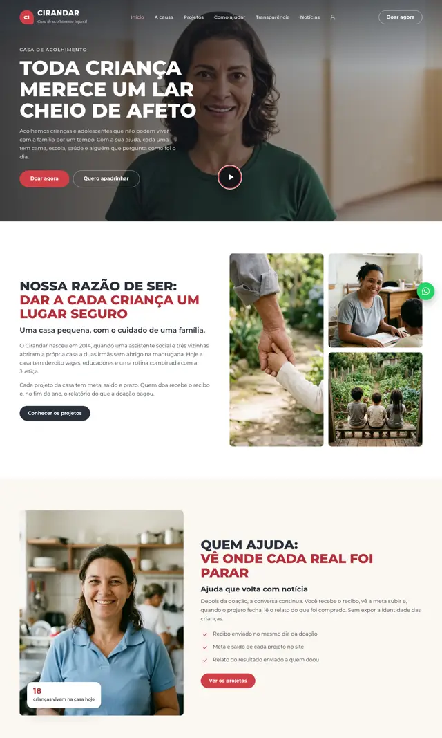 Prévia do modelo Cirandar V para ONGs e Instituições
