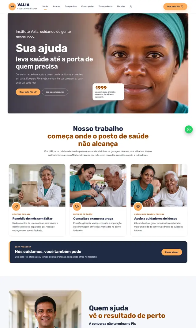 Prévia do modelo Valia para ONGs e Instituições