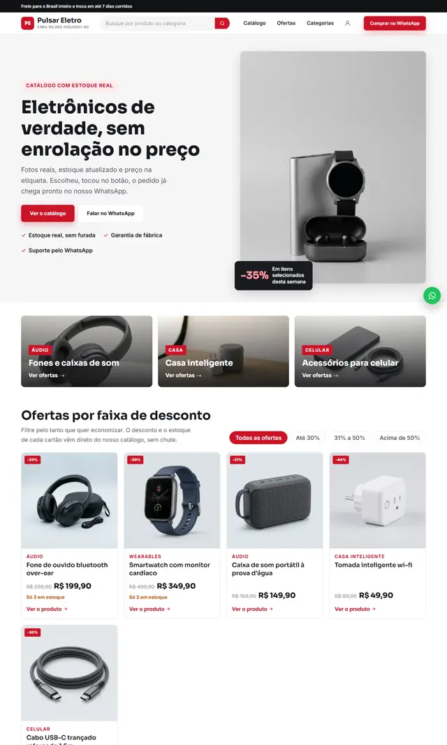 Prévia do modelo Pulsar para Loja Virtual