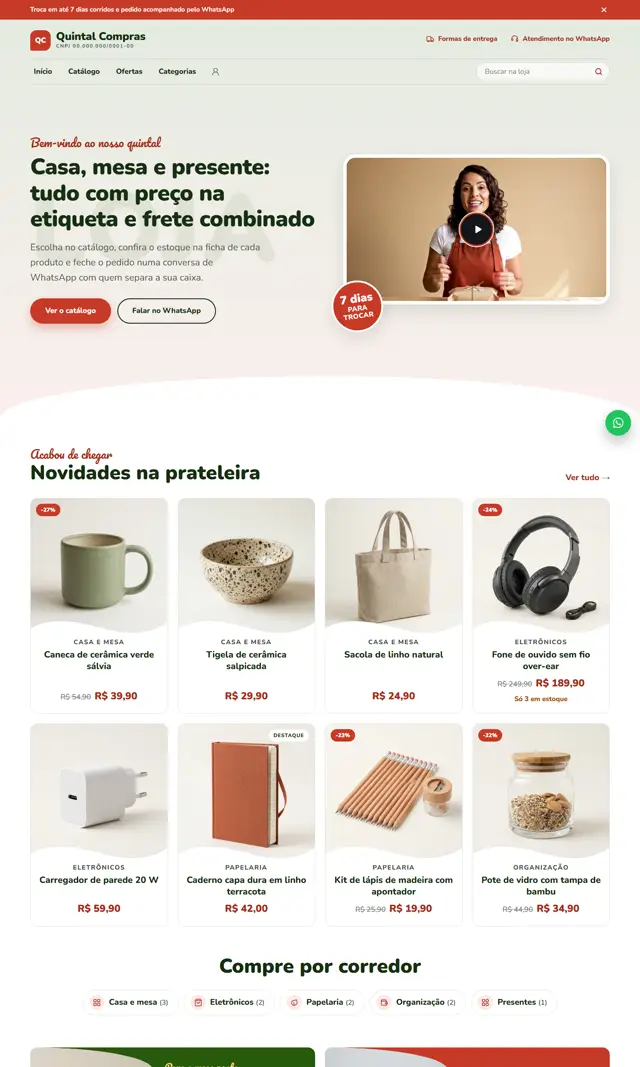 Prévia do modelo Quintal V para Loja Virtual