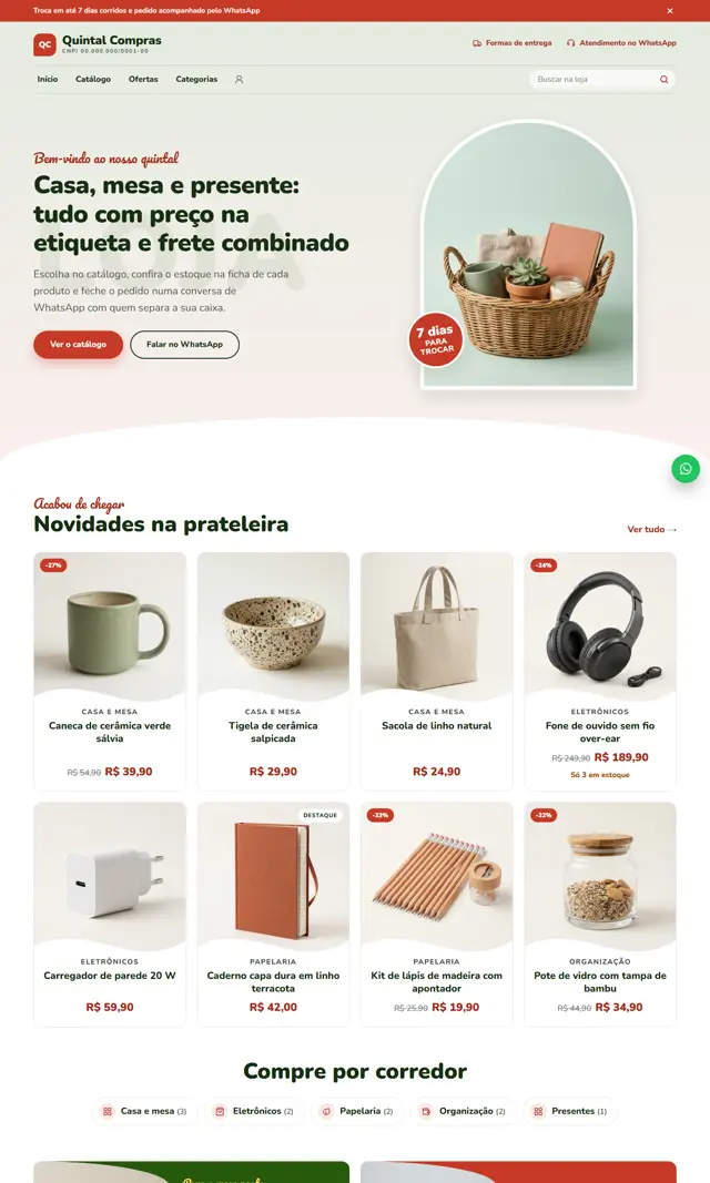 Prévia do modelo Quintal para Loja Virtual