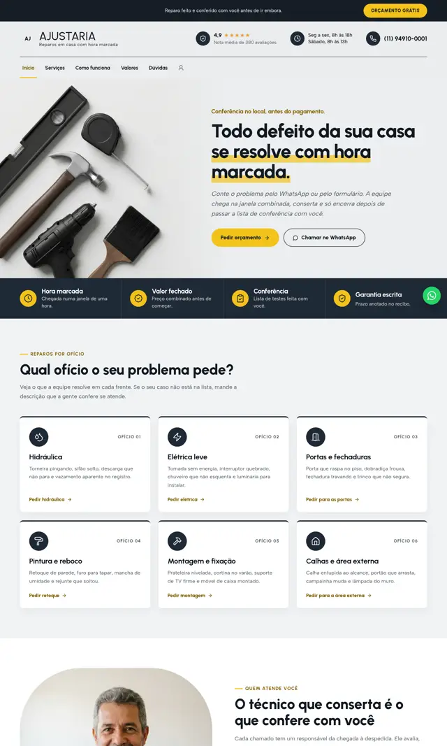 Prévia do modelo Ajustaria para Reparos Residenciais