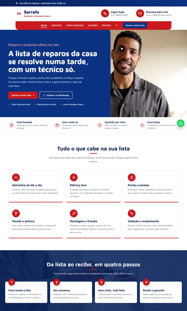 Prévia do modelo Sarrafo V para Reparos Residenciais