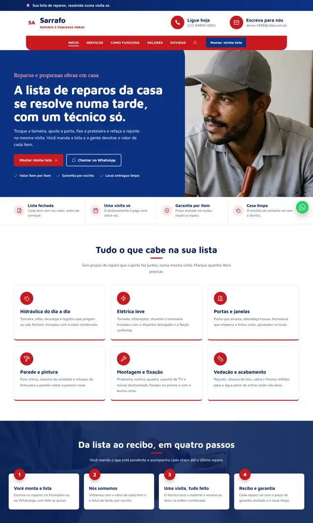 Prévia do modelo Sarrafo para Reparos Residenciais