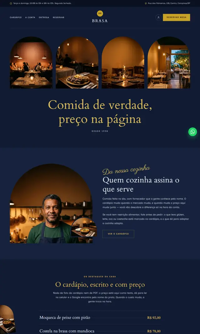Prévia do modelo Brasa para Restaurantes e Alimentação