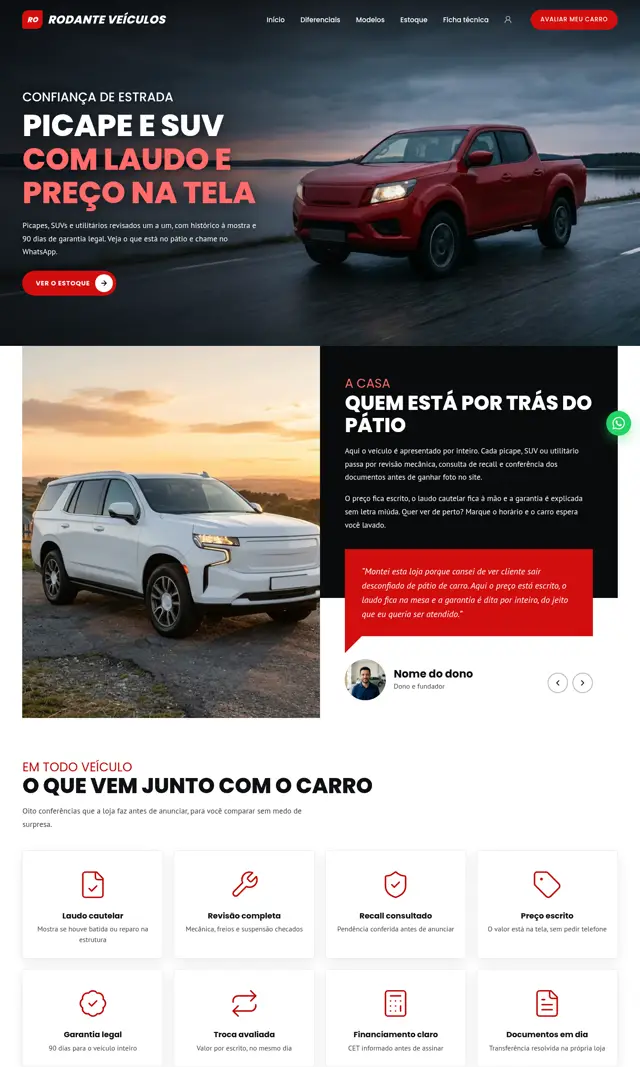Prévia do modelo Rodante para Automóveis e Concessionárias
