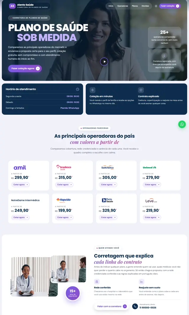 Prévia do modelo Alento V para Corretora Saúde
