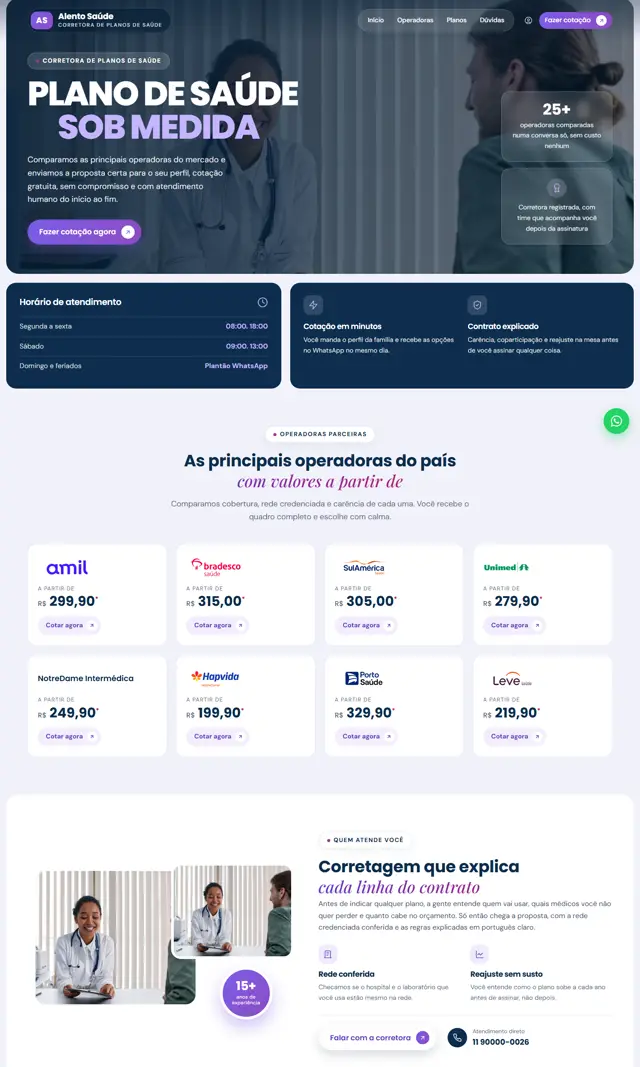 Prévia do modelo Alento para Corretora Saúde