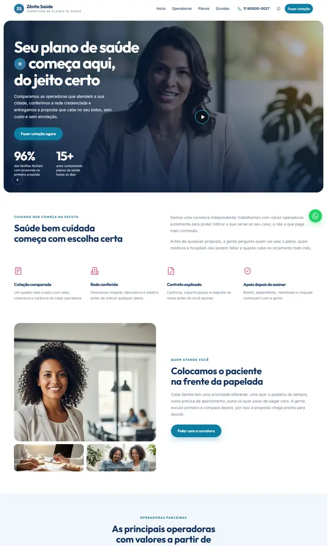 Prévia do modelo Zênite V para Corretora Saúde