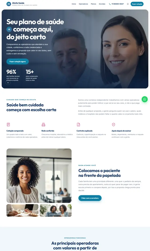 Prévia do modelo Zênite para Corretora Saúde