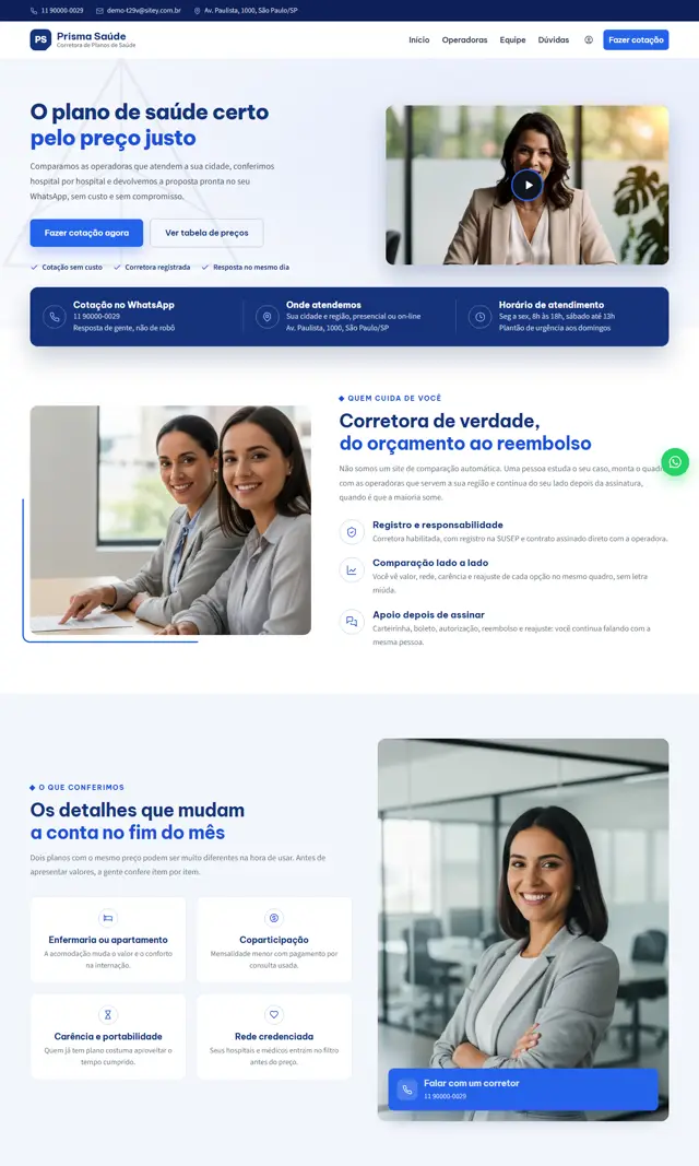 Prévia do modelo Prisma V para Corretora Saúde