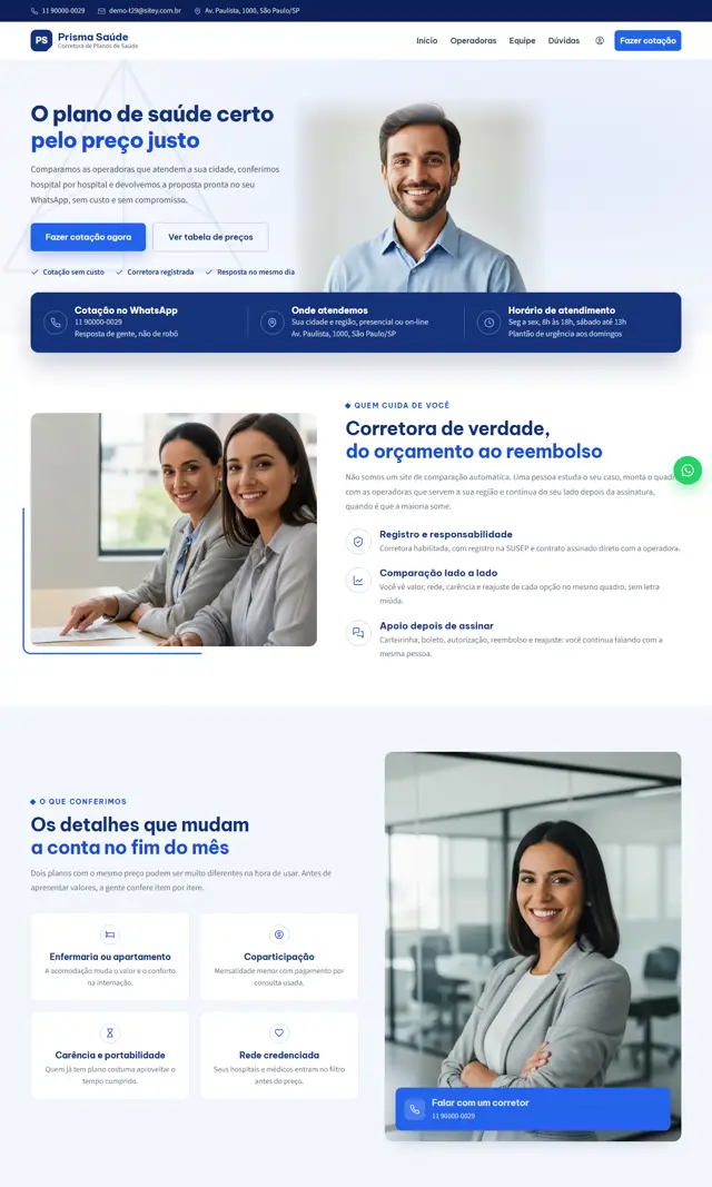 Prévia do modelo Prisma para Corretora Saúde