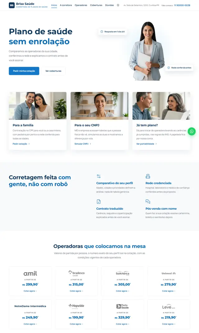 Prévia do modelo Brisa para Corretora Saúde