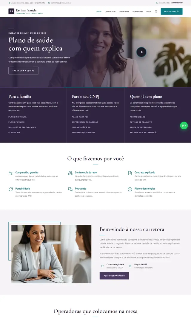 Prévia do modelo Estima V para Corretora Saúde