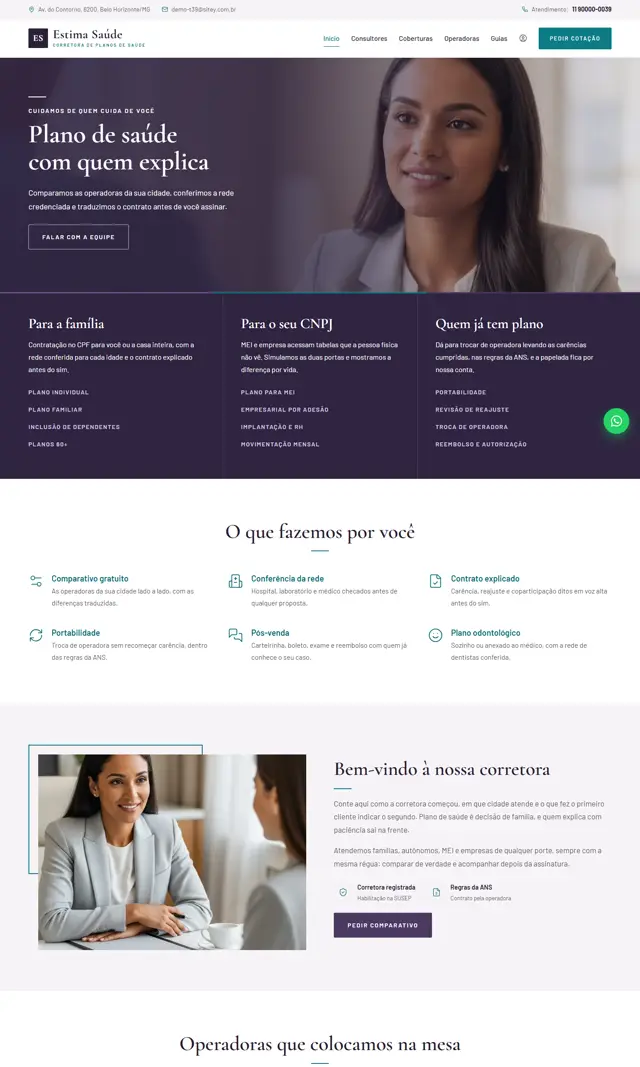 Prévia do modelo Estima para Corretora Saúde