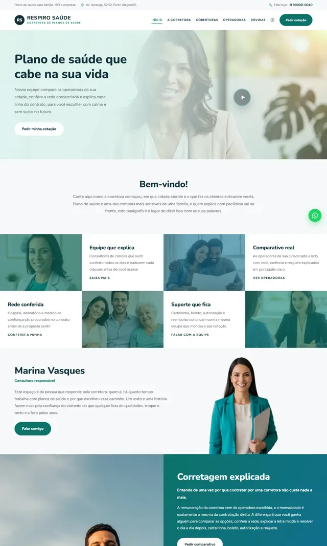 Prévia do modelo Respiro V para Corretora Saúde