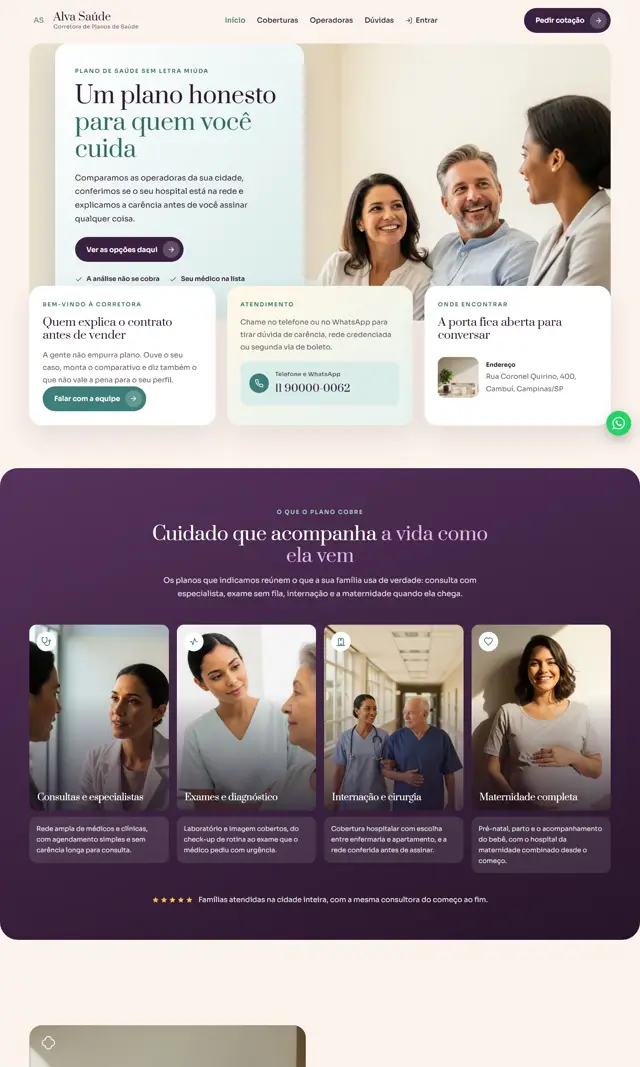 Prévia do modelo Alva para Corretora Saúde