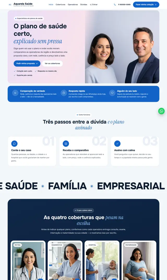 Prévia do modelo Aquarela para Corretora Saúde