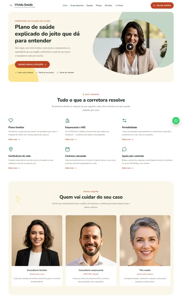 Prévia do modelo Vívida V para Corretora Saúde