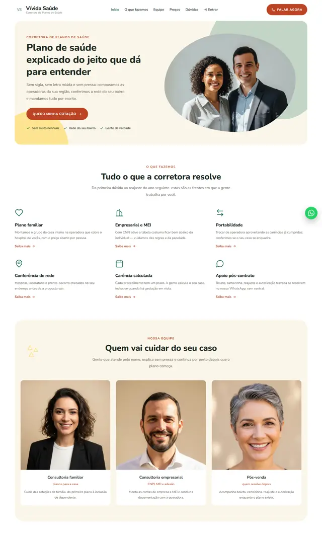 Prévia do modelo Vívida para Corretora Saúde