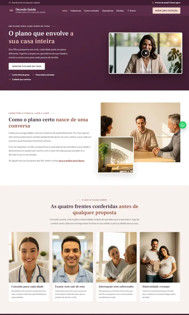 Prévia do modelo Desvelo V para Corretora Saúde