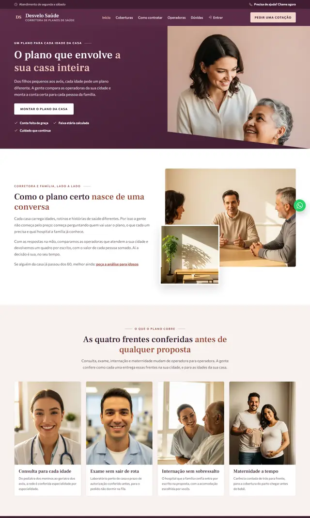 Prévia do modelo Desvelo para Corretora Saúde