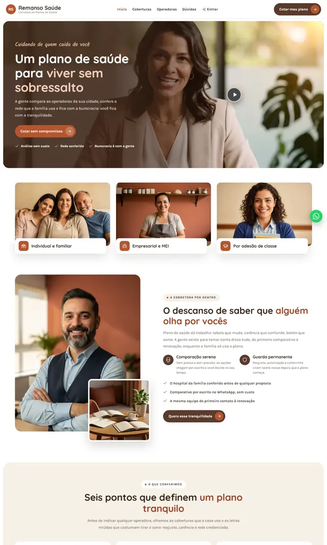 Prévia do modelo Remanso V para Corretora Saúde