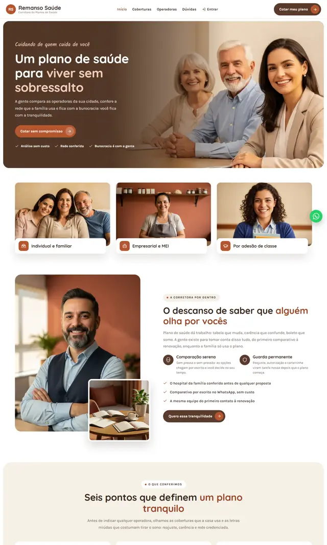 Prévia do modelo Remanso para Corretora Saúde