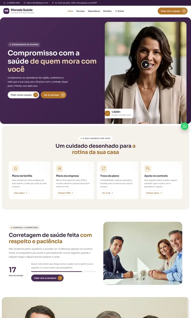 Prévia do modelo Morada V para Corretora Saúde