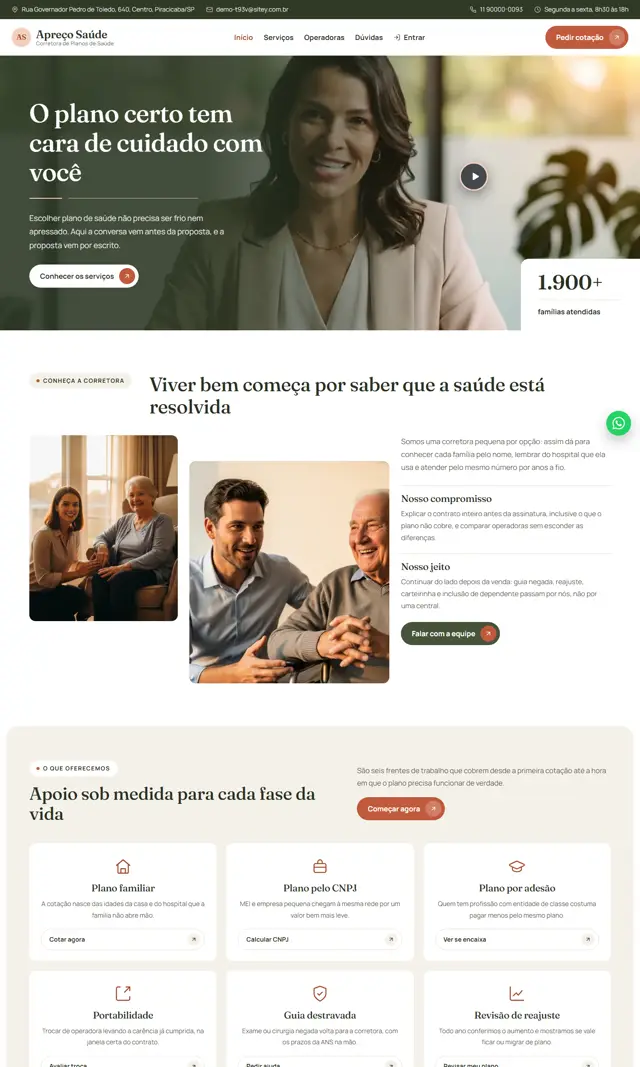 Prévia do modelo Apreço V para Corretora Saúde