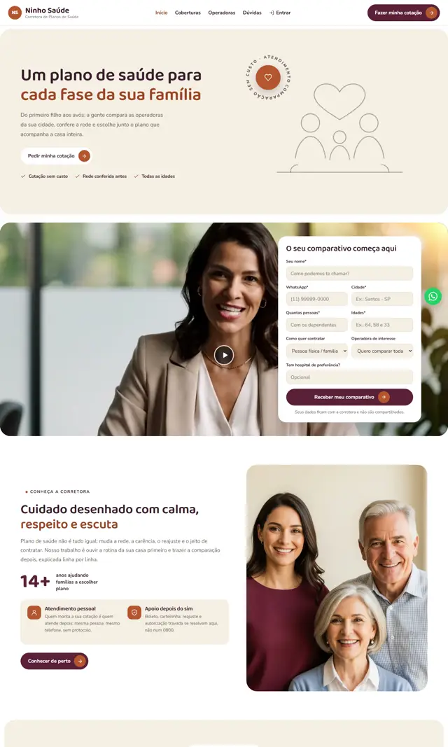 Prévia do modelo Ninho V para Corretora Saúde