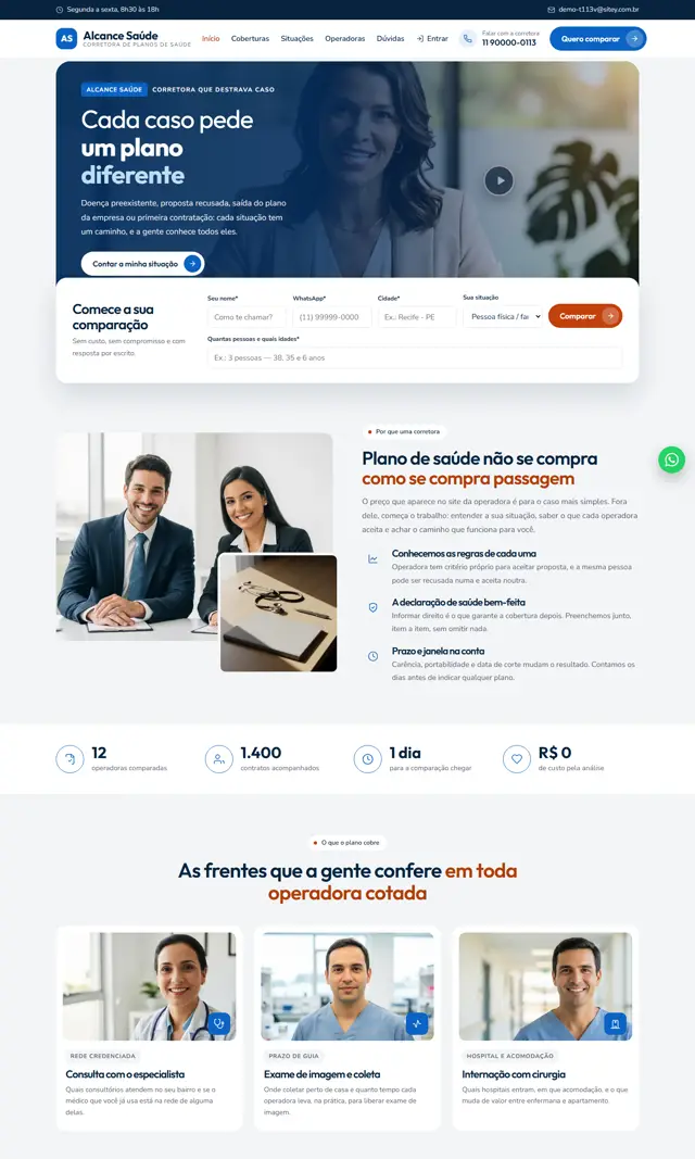 Prévia do modelo Alcance V para Corretora Saúde