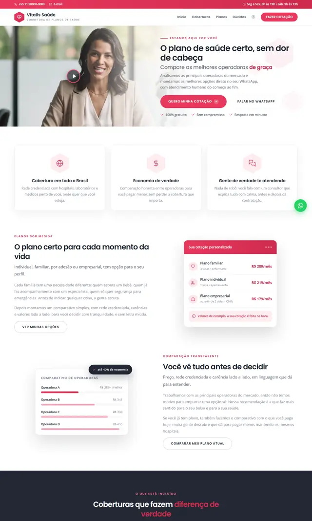 Prévia do modelo Vitalis V para Corretora Saúde