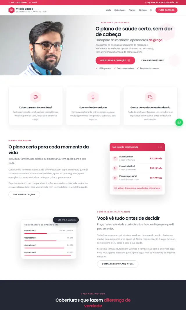 Prévia do modelo Vitalis para Corretora Saúde