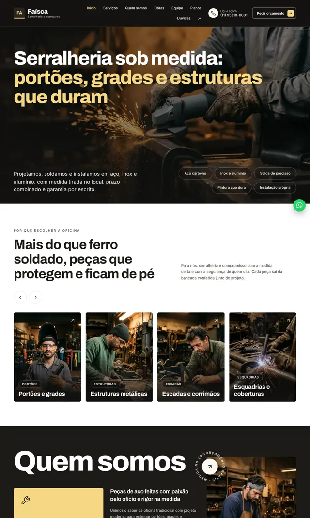 Prévia do modelo Faísca para Serralheria
