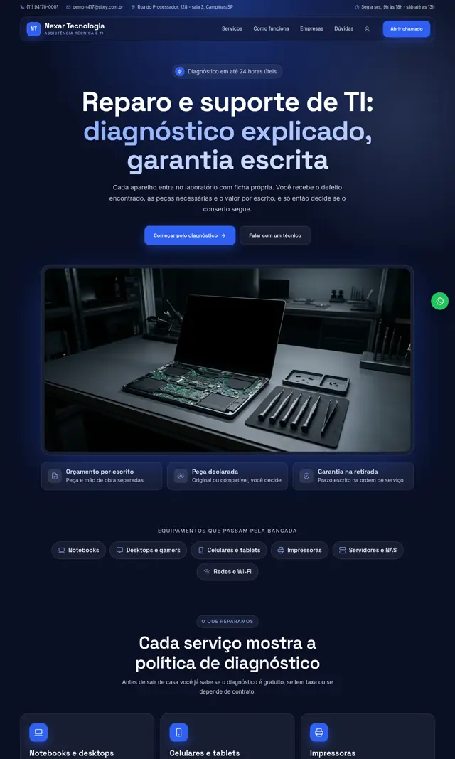 Prévia do modelo Nexar para Tecnologia e Assistência Técnica