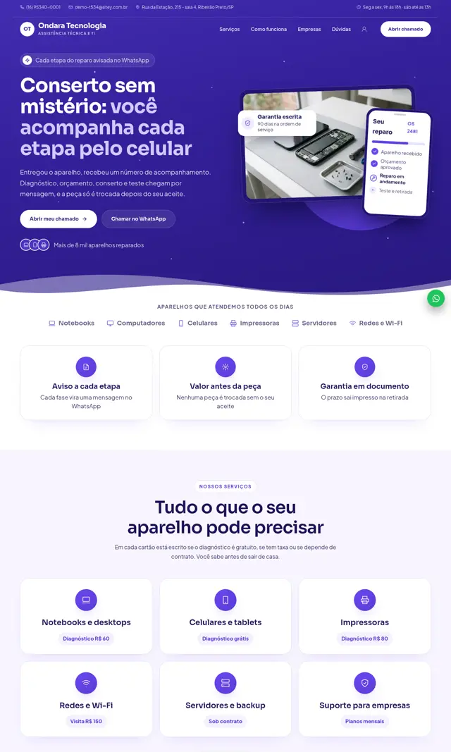 Prévia do modelo Ondara para Tecnologia e Assistência Técnica
