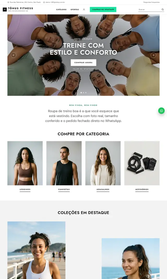 Prévia do modelo Tônus para Loja Virtual