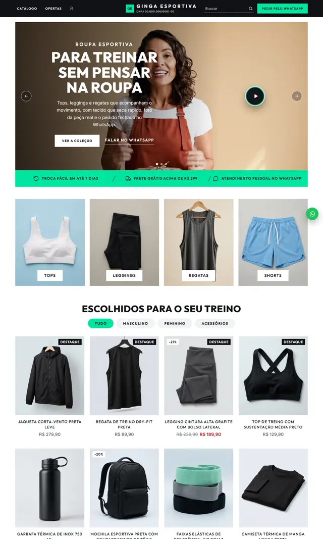 Prévia do modelo Ginga V para Loja Virtual